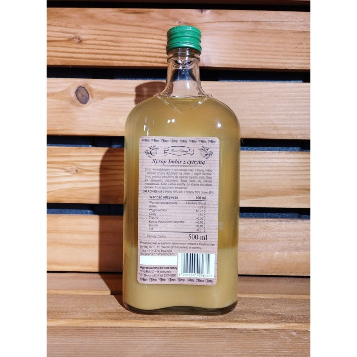 Syrop imbir z cytryną 500ml 50% sok z owoców