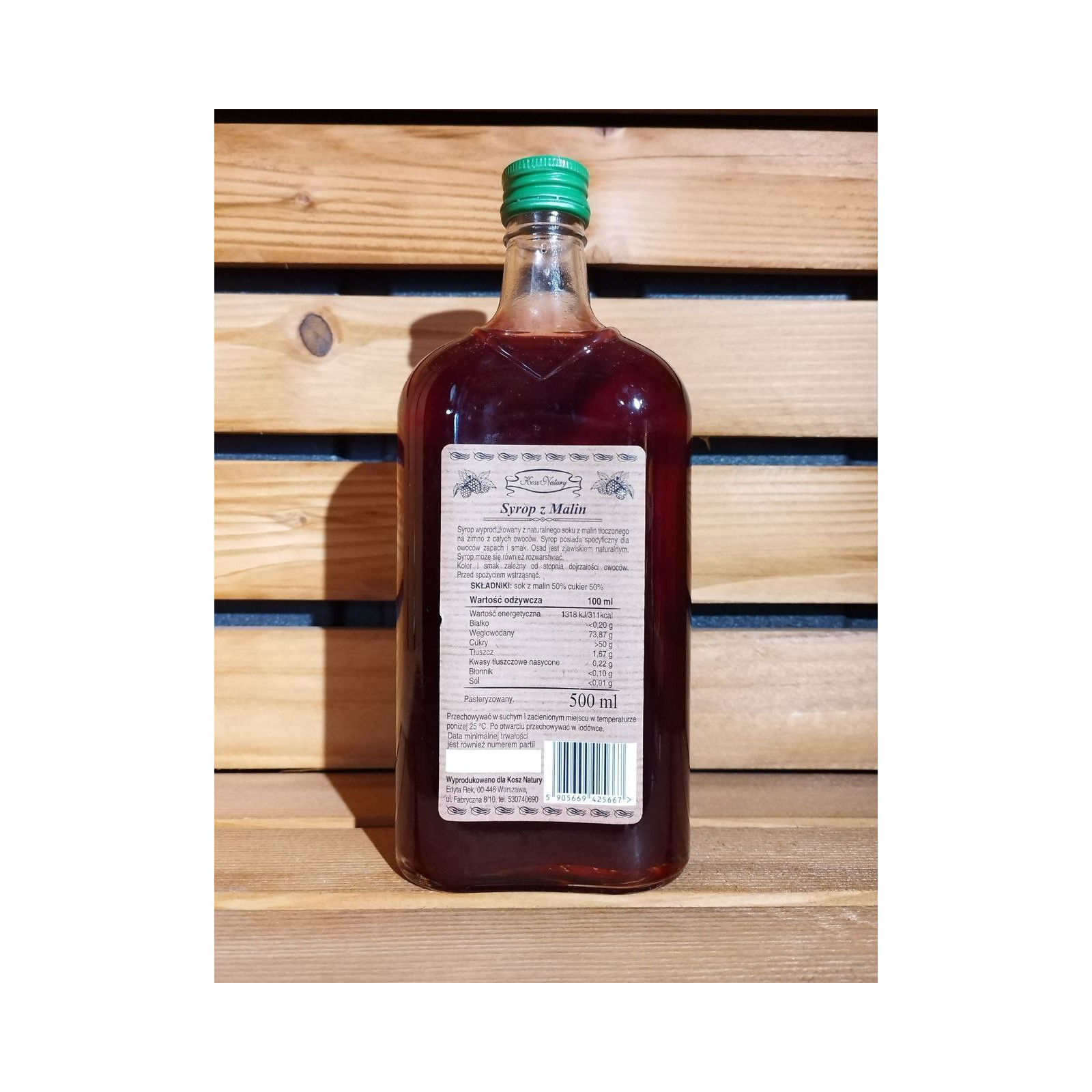 Syrop z malin 500ml 50% sok z owoców