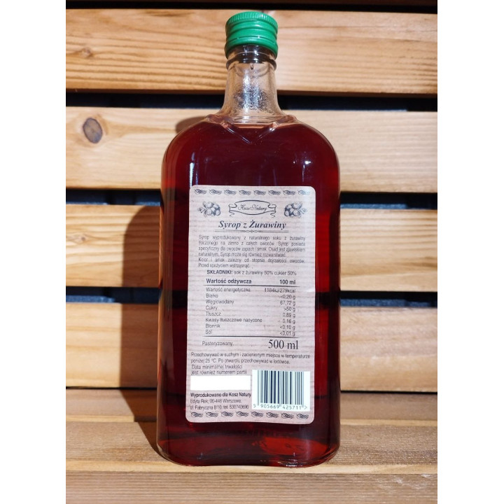 Syrop z żurawiny 500ml 50% sok z owoców