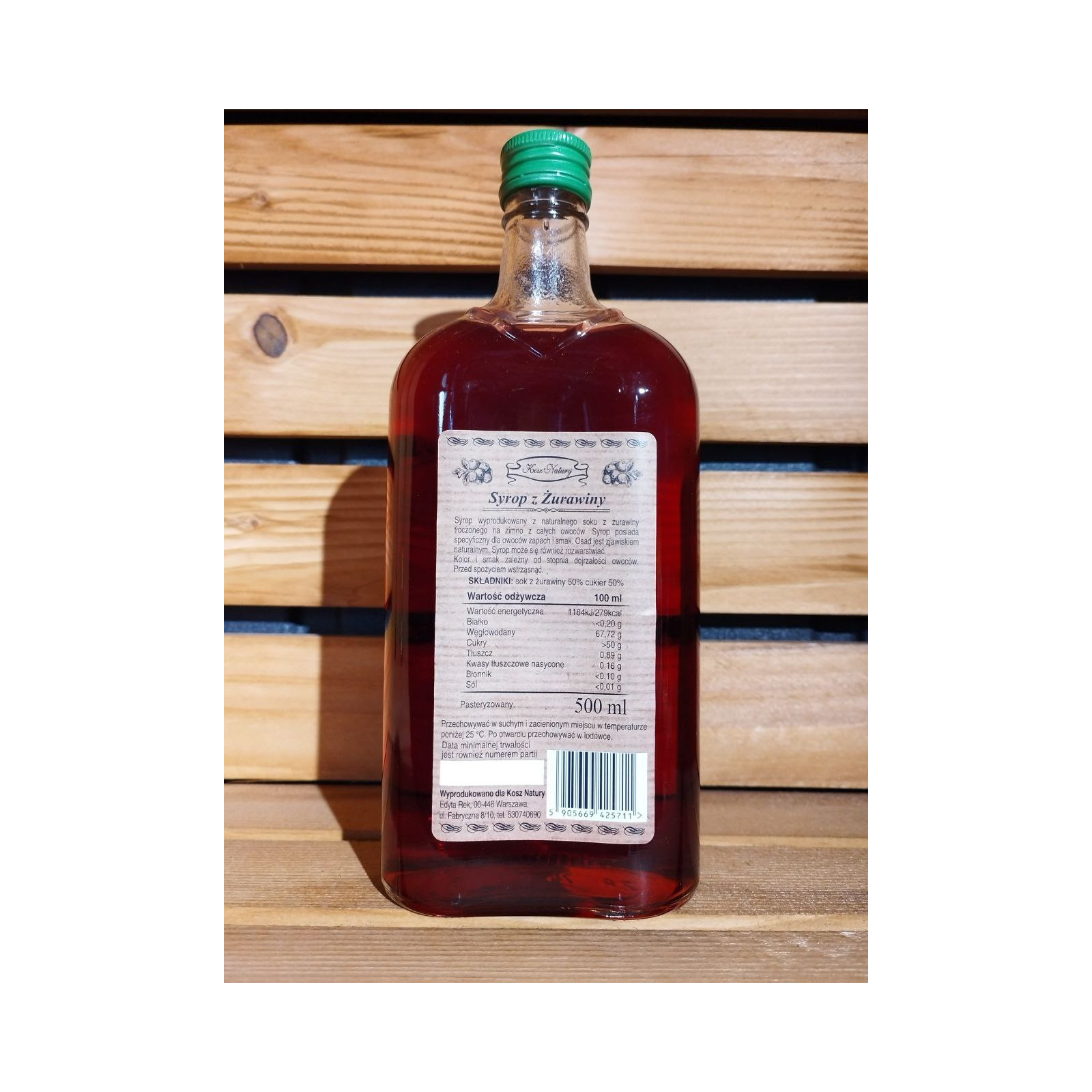 Syrop z żurawiny 500ml 50% sok z owoców