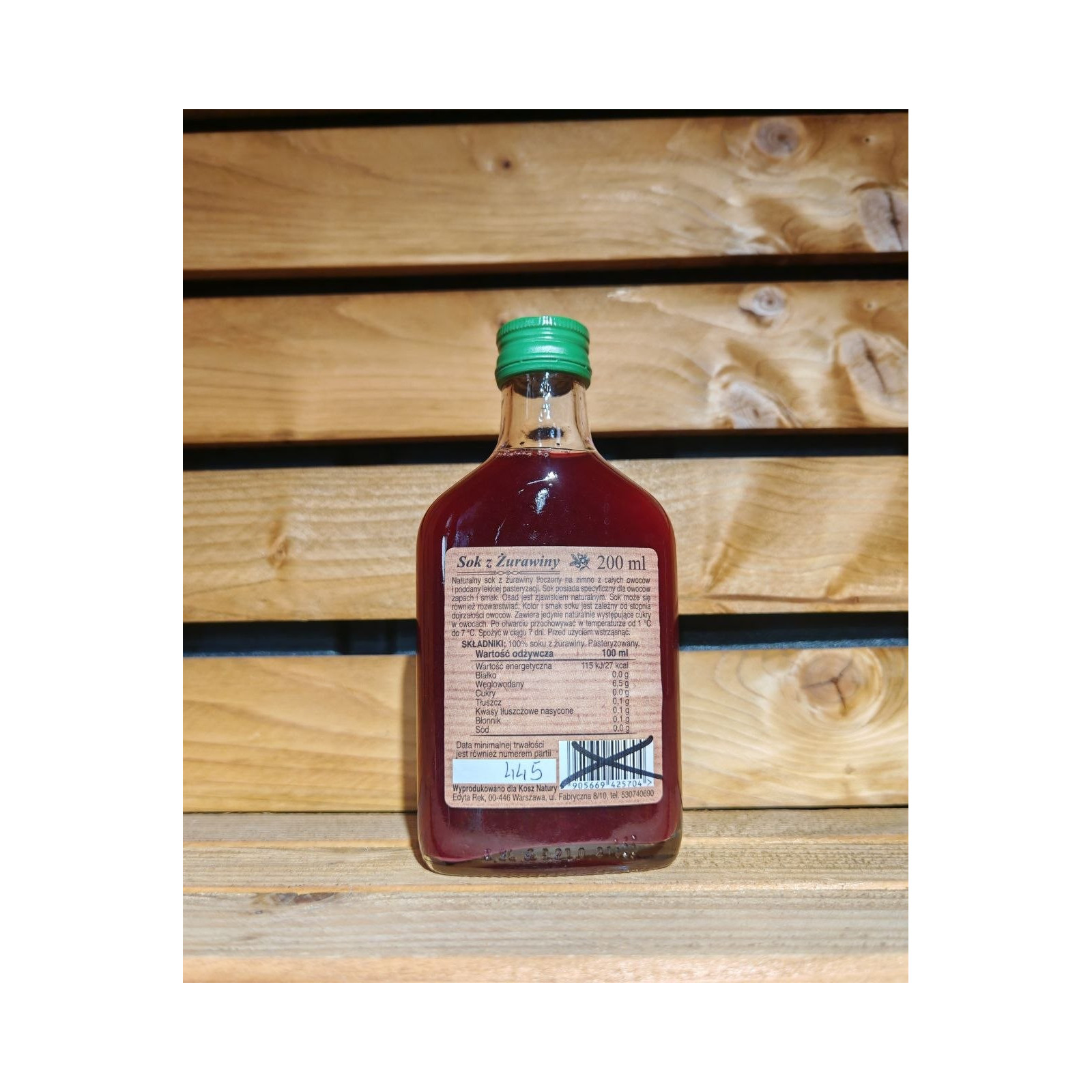 Sok z żurawiny 100% BEZ CUKRU 200ml
